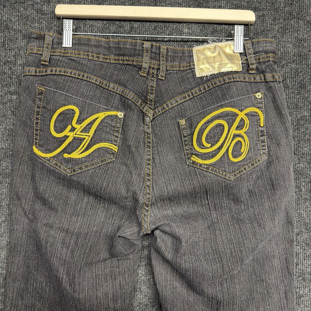 VTG Apple Bottoms Jeans Black Size 16 Gold A B Embroidered Back Pocket Y2K RARE